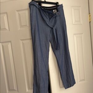 NWT Banana Republic Wonens Avery Blue Tie-Waist Pants. 100 % cotton.